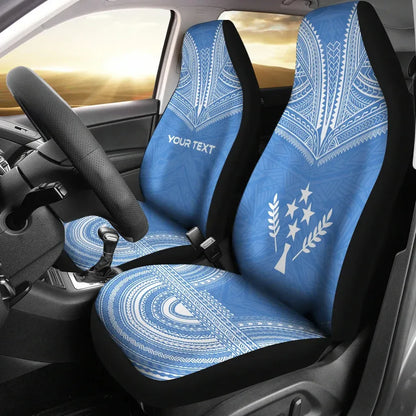 Kosrae Custom Personalised Car Seat Cover - Kosrae Flag Polynesian Chief Tattoo BLue Version
