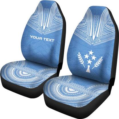 Kosrae Custom Personalised Car Seat Cover - Kosrae Flag Polynesian Chief Tattoo BLue Version