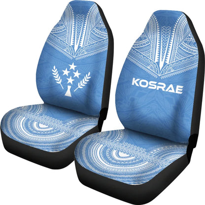 Kosrae Car Seat Cover - Kosrae Flag Polynesian Chief Tattoo Light Blue Version