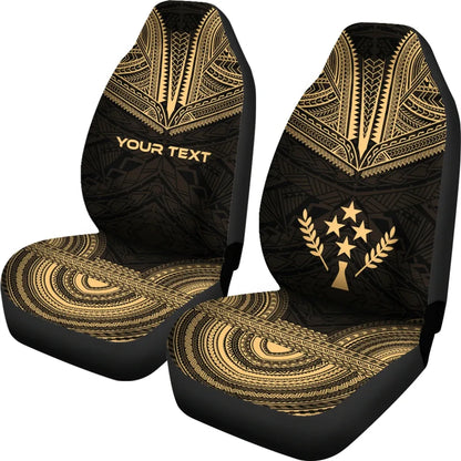 Kosrae Custom Personalised Car Seat Cover - Kosrae Flag Polynesian Chief Tattoo Gold Version