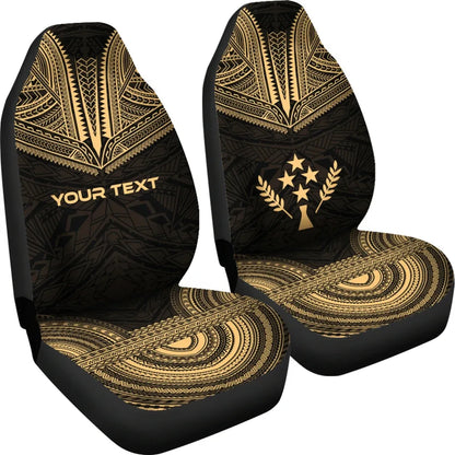 Kosrae Custom Personalised Car Seat Cover - Kosrae Flag Polynesian Chief Tattoo Gold Version