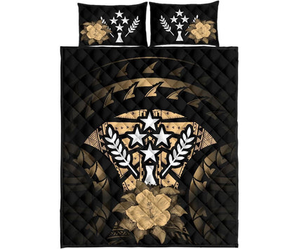 Kosrae Polynesian Quilt Bed Set Hibiscus Gold