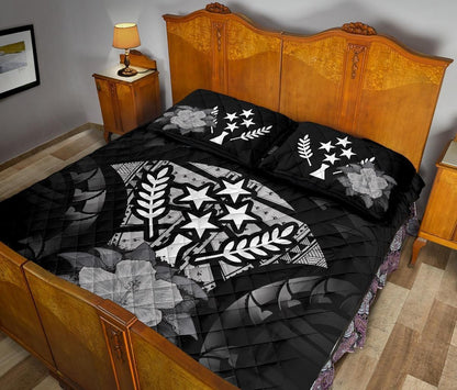 Kosrae Polynesian Quilt Bed Set Hibiscus Gray