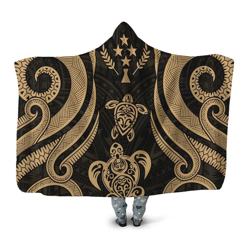 Kosrae Hooded Blanket - Gold Tentacle Turtle