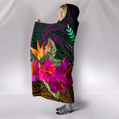 Kosrae Hooded Blanket - Summer Hibiscus