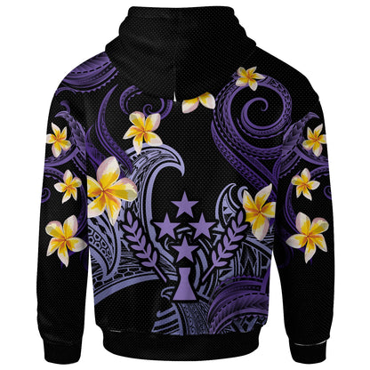 Kosrae Hoodie - Custom Personalised Polynesian Waves with Plumeria Flowers (Purple)