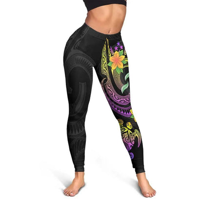 Kosrae Legging - Plumeria Flowers with Spiral Patterns