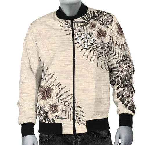 Kosrae Bomber Jacket - The Beige Hibiscus