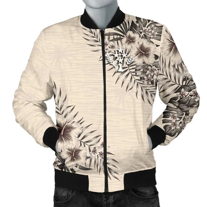 Kosrae Bomber Jacket - The Beige Hibiscus