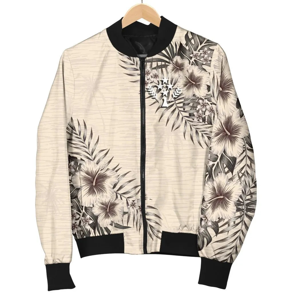 Kosrae Bomber Jacket - The Beige Hibiscus