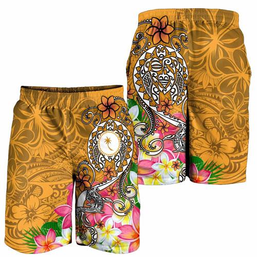 Kosrae Men Shorts - Turtle Plumeria (Gold)