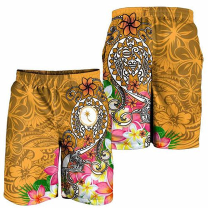 Kosrae Men Shorts - Turtle Plumeria (Gold)