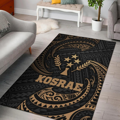 Kosrae Micronesia Area Rug - Gold Tribal Wave