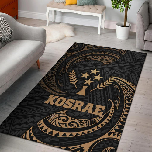 Kosrae Micronesia Area Rug - Gold Tribal Wave