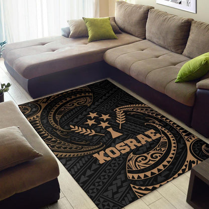 Kosrae Micronesia Area Rug - Gold Tribal Wave