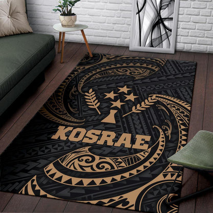 Kosrae Micronesia Area Rug - Gold Tribal Wave