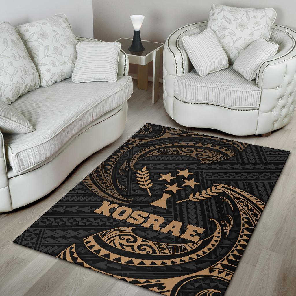 Kosrae Micronesia Area Rug - Gold Tribal Wave