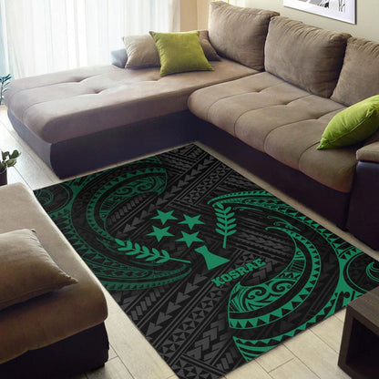 Kosrae Micronesia Area Rug - Green Tribal Wave