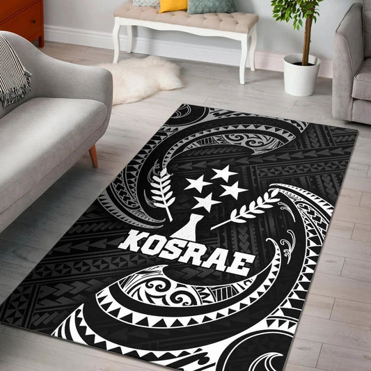 Kosrae Micronesia Area Rug - White Tribal Wave