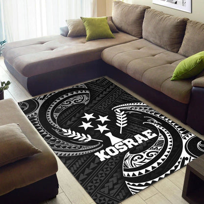 Kosrae Micronesia Area Rug - White Tribal Wave