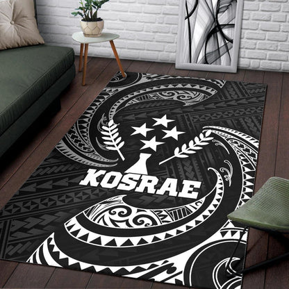 Kosrae Micronesia Area Rug - White Tribal Wave