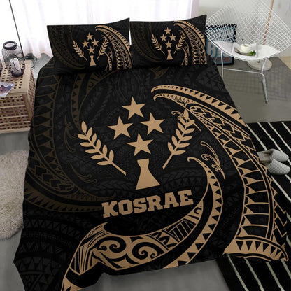 Kosrae Micronesia Bedding Set - Gold Tribal Wave