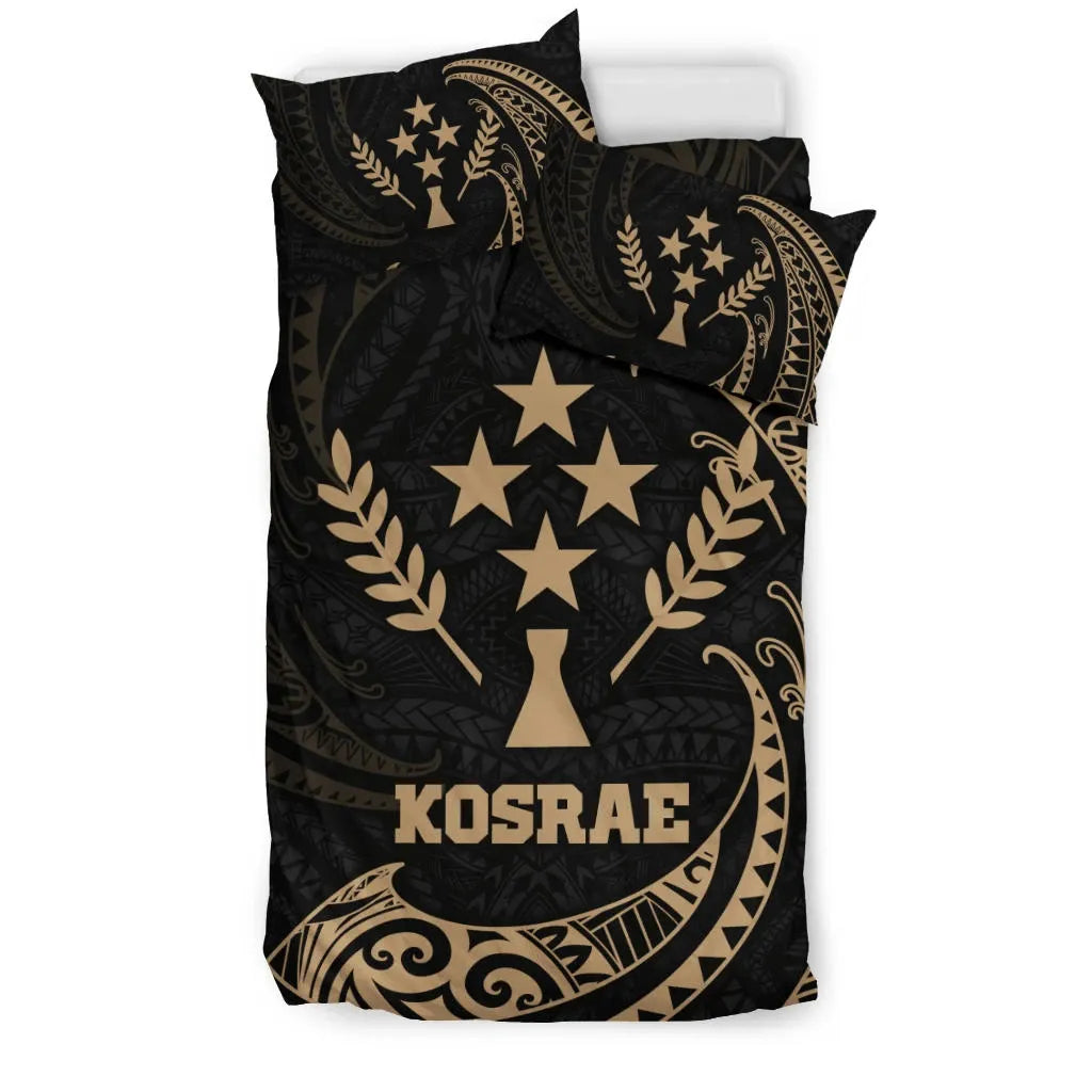 Kosrae Micronesia Bedding Set - Gold Tribal Wave