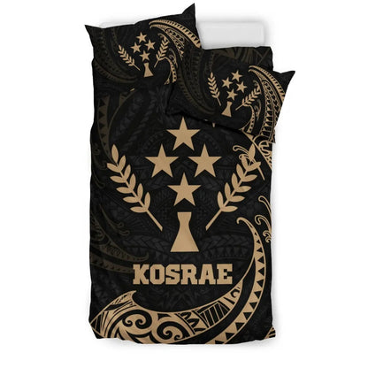 Kosrae Micronesia Bedding Set - Gold Tribal Wave