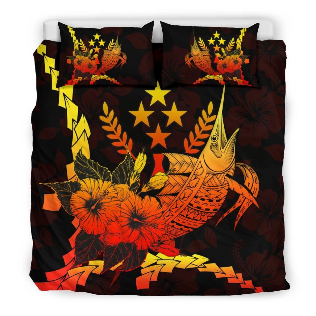 Kosrae Micronesia Bedding Set - Swordfish With Hibiscus