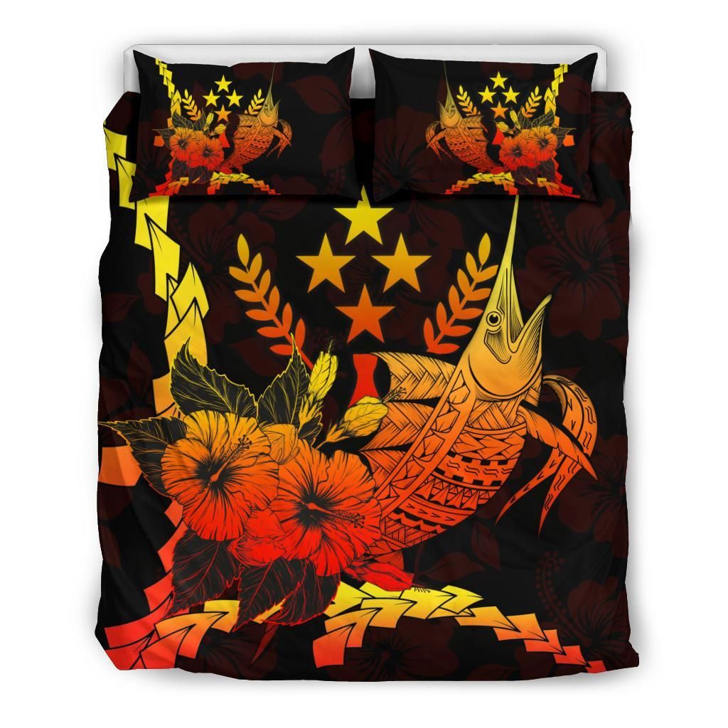 Kosrae Micronesia Bedding Set - Swordfish With Hibiscus