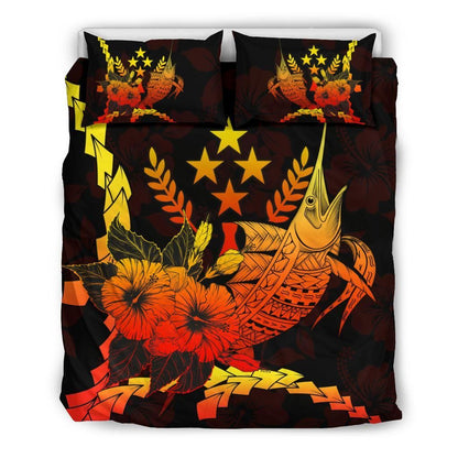 Kosrae Micronesia Bedding Set - Swordfish With Hibiscus