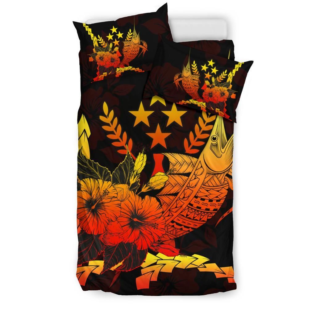 Kosrae Micronesia Bedding Set - Swordfish With Hibiscus
