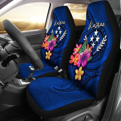 Kosrae Micronesia Car Seat Covers - Floral With Seal Blue