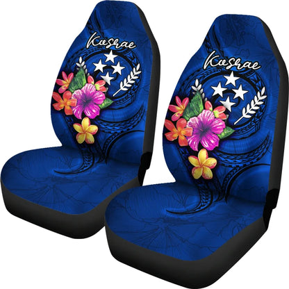 Kosrae Micronesia Car Seat Covers - Floral With Seal Blue