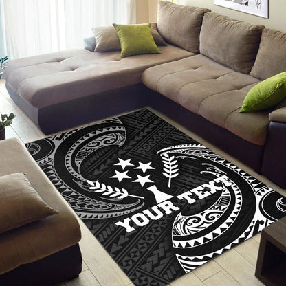Kosrae Micronesia Custom Personalised Area Rug - White Tribal Wave
