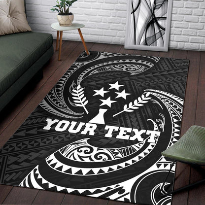 Kosrae Micronesia Custom Personalised Area Rug - White Tribal Wave