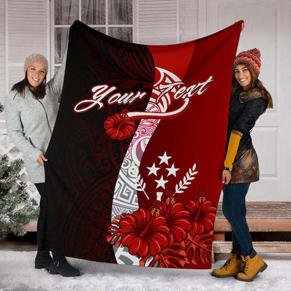 Kosrae Micronesia Custom Personalised Premium Blanket - Coat Of Arm With Hibiscus
