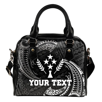Kosrae Micronesia Custom Personalised Shoulder Handbag - White Tribal Wave