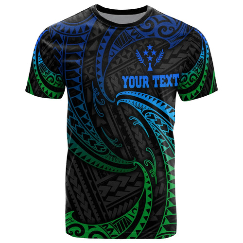 Kosrae Micronesia Custom Personalised T-Shirt - Blue Tribal Wave Ver.02