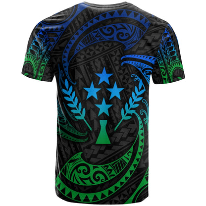 Kosrae Micronesia Custom Personalised T-Shirt - Blue Tribal Wave Ver.02
