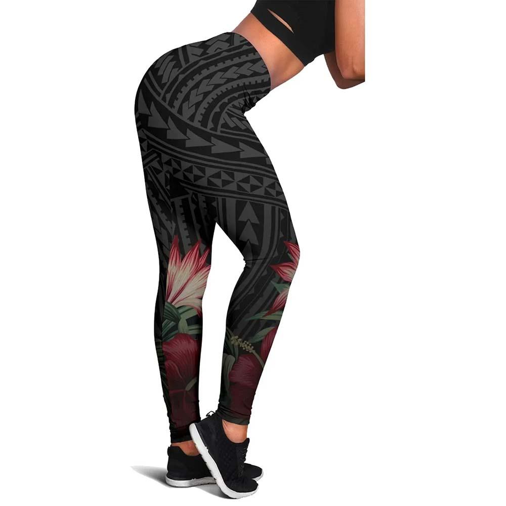 Kosrae Micronesia Legging - Tropical Vintage Hibiscus