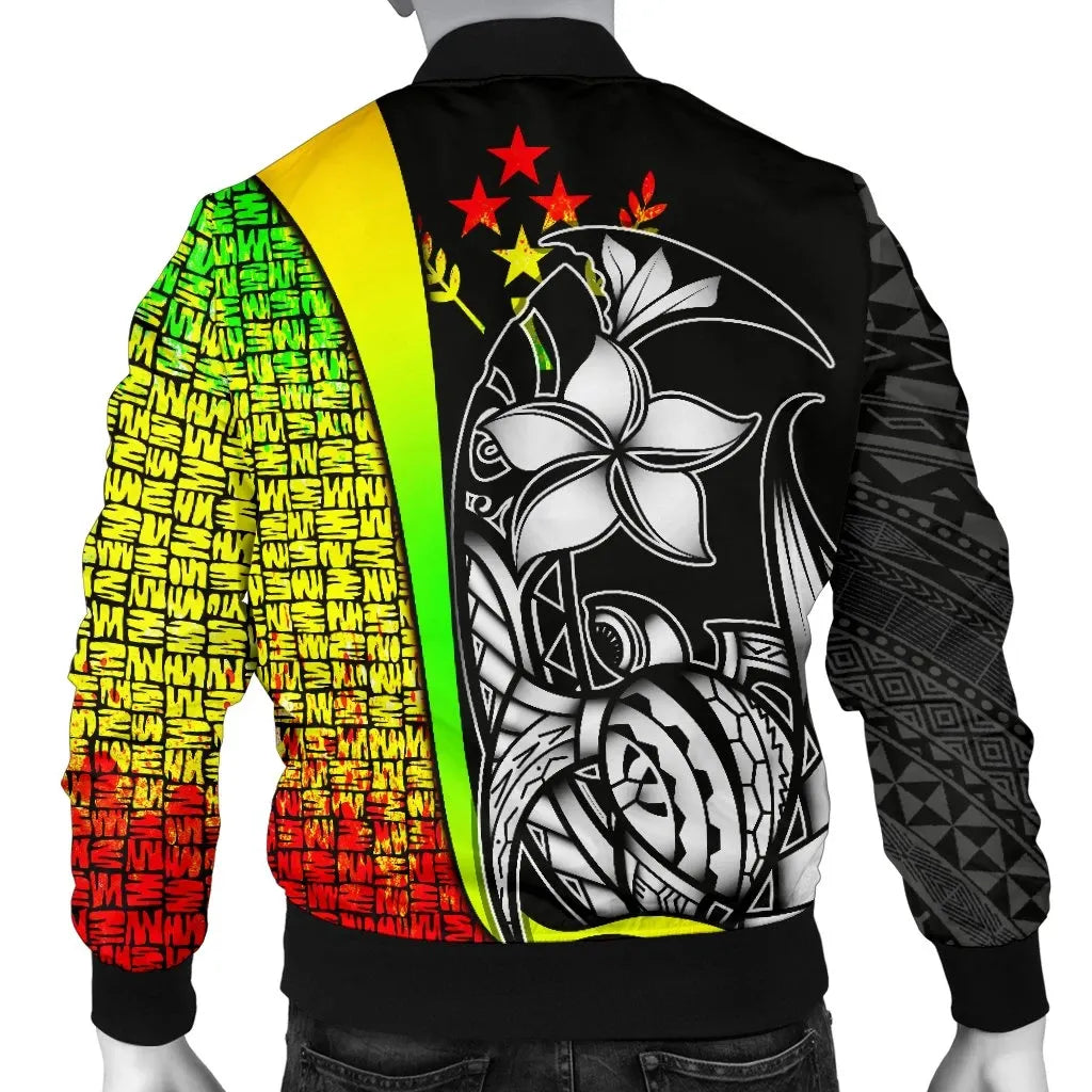 Kosrae Micronesia Bomber Jackets Reggae - Turtle With Hook