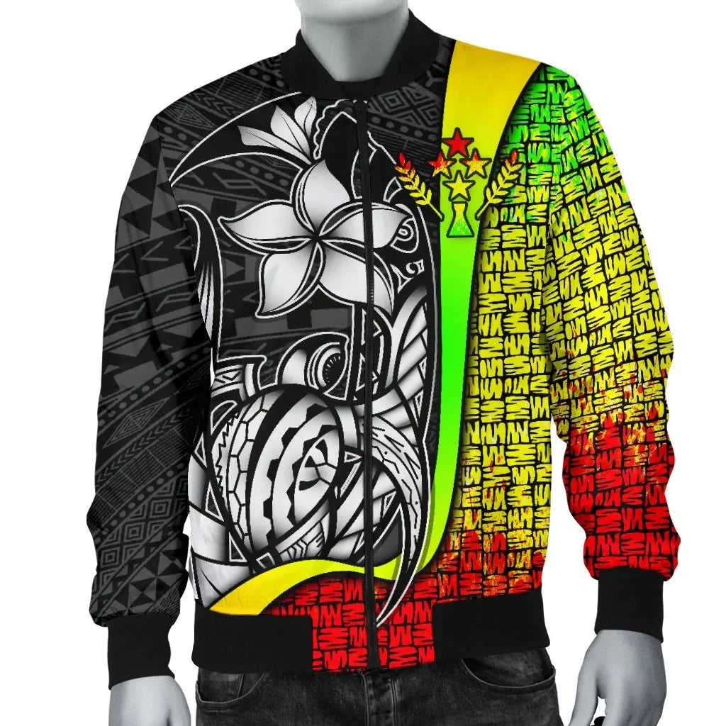 Kosrae Micronesia Bomber Jackets Reggae - Turtle With Hook