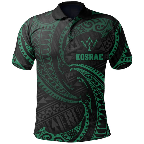 Kosrae Micronesia Polo Shirt - Green Tribal Wave
