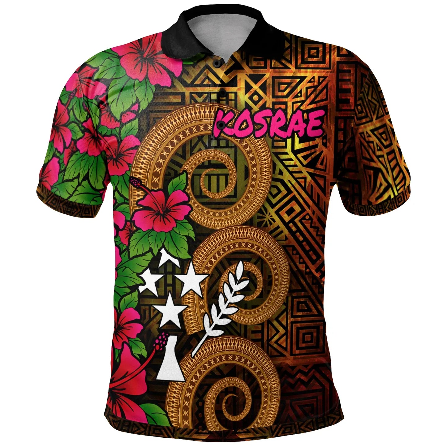 Kosrae Micronesia Polynesian Polo Shirt - Hibiscus Vintage