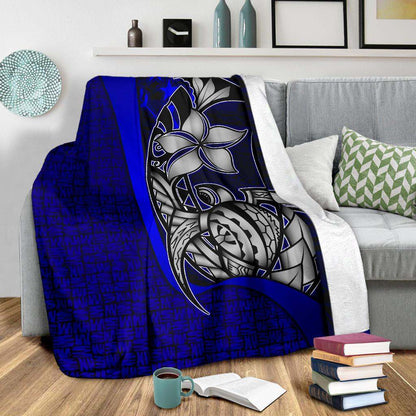 Kosrae Micronesia Premium Blanket Blue - Turtle With Hook