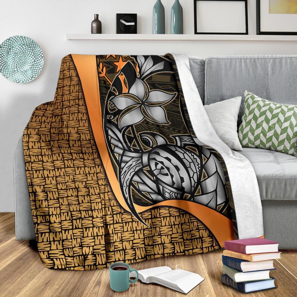 Kosrae Micronesia Premium Blanket Gold - Turtle With Hook