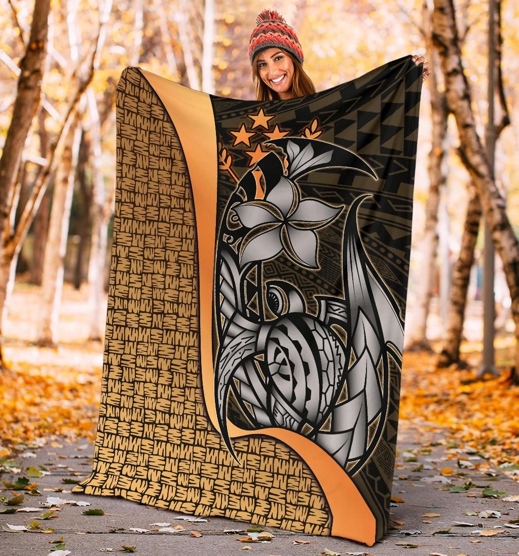 Kosrae Micronesia Premium Blanket Gold - Turtle With Hook