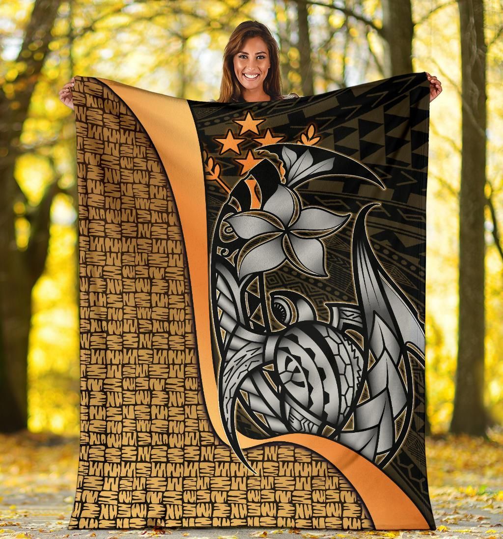 Kosrae Micronesia Premium Blanket Gold - Turtle With Hook