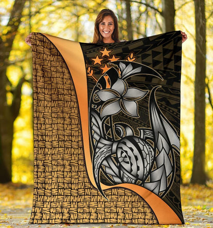 Kosrae Micronesia Premium Blanket Gold - Turtle With Hook